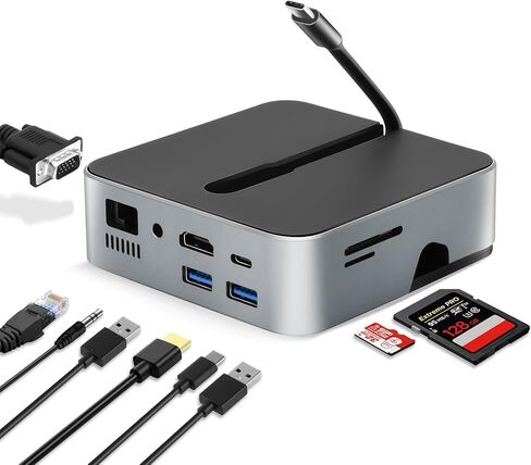 Docking Station for Laptop,9 in 1 USB C Hub Multiport Adapter with HDMI/RJ45/VGA/2 USB-A 3.0/100W PD/SD/TF/3.5mm Audio Ports,Laptop Docking Station Hub Compatible for HP,Dell,Surface,etc in Kuwait