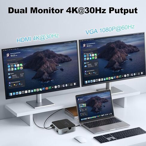Docking Station for Laptop,9 in 1 USB C Hub Multiport Adapter with HDMI/RJ45/VGA/2 USB-A 3.0/100W PD/SD/TF/3.5mm Audio Ports,Laptop Docking Station Hub Compatible for HP,Dell,Surface,etc in Kuwait