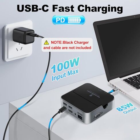 Docking Station for Laptop,9 in 1 USB C Hub Multiport Adapter with HDMI/RJ45/VGA/2 USB-A 3.0/100W PD/SD/TF/3.5mm Audio Ports,Laptop Docking Station Hub Compatible for HP,Dell,Surface,etc in Kuwait