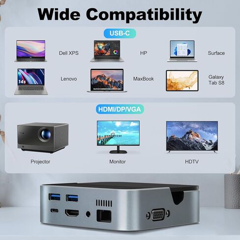 Docking Station for Laptop,9 in 1 USB C Hub Multiport Adapter with HDMI/RJ45/VGA/2 USB-A 3.0/100W PD/SD/TF/3.5mm Audio Ports,Laptop Docking Station Hub Compatible for HP,Dell,Surface,etc in Kuwait