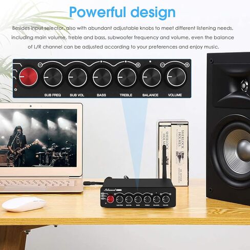 Nobsound NS-14G 2.1 قناة بلوتوث Amp Mini Hi-Fi Amplifier مع مخرج مضخم صوت (نشط وسلبي) والتحكم في النغمة للصوت المكتبي للمسرح المنزلي 50 واط * 2 + 100 واط in Kuwait