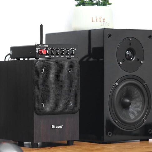 Nobsound NS-14G 2.1 قناة بلوتوث Amp Mini Hi-Fi Amplifier مع مخرج مضخم صوت (نشط وسلبي) والتحكم في النغمة للصوت المكتبي للمسرح المنزلي 50 واط * 2 + 100 واط in Kuwait