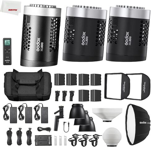 Godox ML30Bi ML60Bi ML-Kit2 مصباح فيديو LED ثنائي اللون، درجة حرارة اللون 2800K-5600K، CRI 96+ TLCI 97+، تأثيرات 7FX، وضع صامت، مع بطارية ليثيوم 2X NP970، تطبيق تحكم لاسلكي in Saudi Arabia