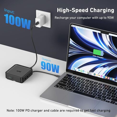 محطة إرساء USB C مزدوجة الشاشة مع HDMI VGA، محول متعدد المنافذ USB C 10 في 1 مع HDMI (4K@60HZ)، VGA، إيثرنت 1 جيجابت في الثانية، USB3.2، SD&TF، 100 وات PD، متوافق مع iPad/MacBook/Lenovo/HP /ديل in Kuwait