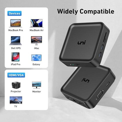 محطة إرساء USB C مزدوجة الشاشة مع HDMI VGA، محول متعدد المنافذ USB C 10 في 1 مع HDMI (4K@60HZ)، VGA، إيثرنت 1 جيجابت في الثانية، USB3.2، SD&TF، 100 وات PD، متوافق مع iPad/MacBook/Lenovo/HP /ديل in Kuwait