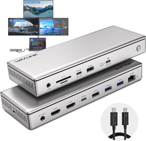 WAVLINK USB 4 Docking Station 40Gbps, Single 8K/Triple 4K Monitors for Windows, Dual 4K Displays for Mac with USB4, 96W PD, 2X HDMI 2.1, 2.5G Ethernet, 10Gbps USB, SD V4.0, USB 3.0, Audio, No Driver. in Saudi Arabia