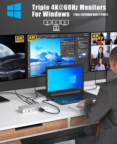 WAVLINK USB 4 Docking Station 40Gbps, Single 8K/Triple 4K Monitors for Windows, Dual 4K Displays for Mac with USB4, 96W PD, 2X HDMI 2.1, 2.5G Ethernet, 10Gbps USB, SD V4.0, USB 3.0, Audio, No Driver. in Saudi Arabia