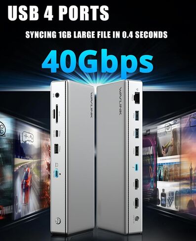 WAVLINK USB 4 Docking Station 40Gbps, Single 8K/Triple 4K Monitors for Windows, Dual 4K Displays for Mac with USB4, 96W PD, 2X HDMI 2.1, 2.5G Ethernet, 10Gbps USB, SD V4.0, USB 3.0, Audio, No Driver. in Saudi Arabia