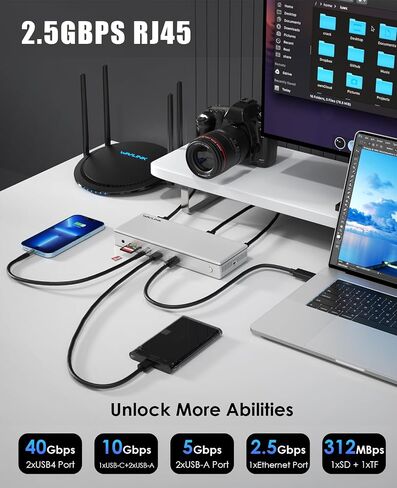 WAVLINK USB 4 Docking Station 40Gbps, Single 8K/Triple 4K Monitors for Windows, Dual 4K Displays for Mac with USB4, 96W PD, 2X HDMI 2.1, 2.5G Ethernet, 10Gbps USB, SD V4.0, USB 3.0, Audio, No Driver. in Saudi Arabia