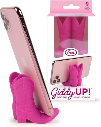 Genuine Fred GIDDY UP Phone Stand, Pink, Cowboy Boot Tech Accessory, Fits most mobile smartphones, Grippy Silicone, Fun cowboy boot details in Saudi Arabia