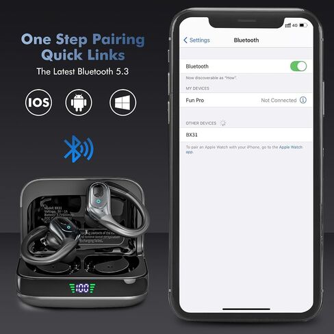 Wireless Earbuds, 75H Playtime Bluetooth 5.3 Headphones, IP7 Waterproof Bluetooth Headphones for Running, Wireless in Ear Earphones USB C for iOS/Android, in Saudi Arabia