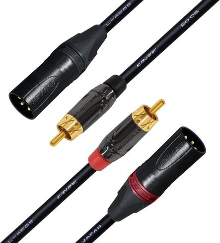 WORLDS BEST CABLES 6 Foot - RCA to XLR (Male) Cable Pair - Canare L-4E6S Star-Quad Audio Interconnect Cable & Amphenol ACPL RCA & Neutrik Male XLR Gold Plugs - CUSTOM MADE in Saudi Arabia