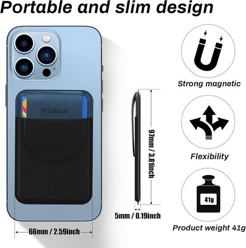 Magnetic Wallet for iPhone 14 13 12 Series, for Mag-Safe Wallet Card Holder Compatible with iPhone 14 Pro Max/14 Plus/14/13 Pro Max/13/12 Pro Max/12, Stretchy Fabric Magnetic Card Holder with Flap in Saudi Arabia