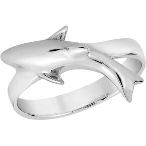 AeraVida Sleek Fearless Shark .925 Sterling Silver Band Ring | Cute Wedding Rings For Women | Casual Comfort Fit Silver Rings for Women | Cute Shark Rings for Women | Ring Size (6-10)