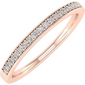 FINEROCK 1/10 Carat Diamond Wedding Band Ring in 10K Gold