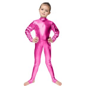 SACASUSA Shiny Metallic Leotard Unitards Long Sleeve Toddler Kids Halloween Costume Dance in Kuwait