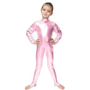 SACASUSA Shiny Metallic Leotard Unitards Long Sleeve Toddler Kids Halloween Costume Dance