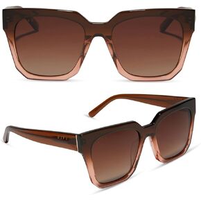 DIFF Bella II Oversized Designer Square Sunglasses for Women UV400 Protection, Thick arms trendy fashion frames