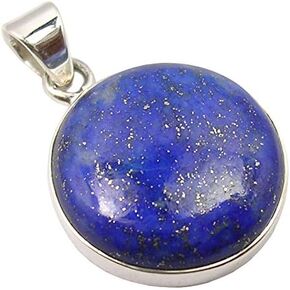 SilverStarJewel Natural Cabochon Lapis Lazuli Pendant 2.8 cm 925 Sterling Silver New Gemstone