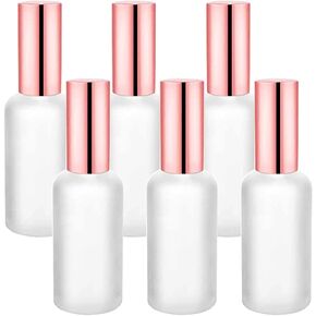 6 Pack 2 Oz Frosted Glass Spray Bottles with Fine Mist Atomizer,Rose-Golden Pump Cap,Empty Protable Travel Liquid Holder Containers for Perfume,Essential Oils-Stickers,Pipette&Funnel Included