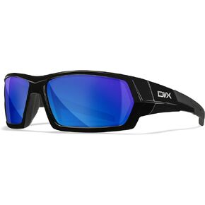 نظارات DVX من Wiley X - NEXT- نظارات واقية من الشمس والسلامة- عدسات مرآة زرقاء لامعة/إطار أسود لامع