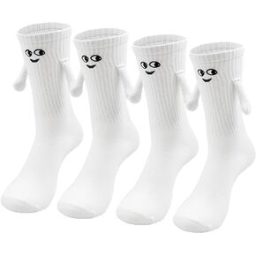 Trasfit Holding Hands Socks, Funny Magnetic Suction 3D Doll Couple Socks Friendship Socks Christmas Gifts for Valentines