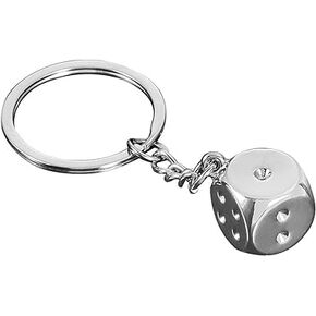 Galepromot Silver Creative Metal Six-sided Dice Car Keychain Alloy Key Ring Pendant Decor Gift,Car Keychain Accessories for Women Men Keyrings, Keychains and Charms Car Keychains Car Accessories