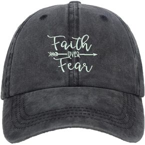 Unisex Faith Over Fear Embroidered Baseball Hat Low Profile Washed Distressed Vintage Baseball Cap Adjustable Dad Hat in Saudi Arabia