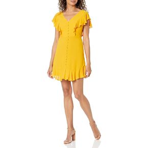 BCBGMAXAZRIA Women's Fit and Flare Flutter Tie Back Cut Out Mini Cocktail Dress