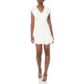 BCBGMAXAZRIA Women's Fit and Flare Flutter Tie Back Cut Out Mini Cocktail Dress