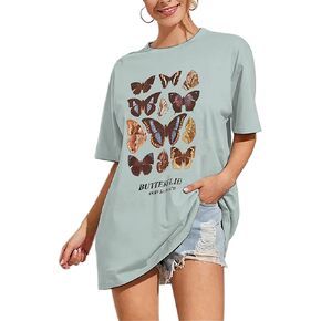 Meladyan Women’s Oversize Graphic Printed Loose Tee Short Sleeve Round Neck Loose Tshirt Tops