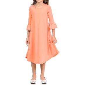 Pastel by Vivienne Honey Vanilla Girls' Bell Sleeve Trapeze Dress with Easy Removable Label