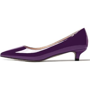 MODENCOCO Women's Pointed Toe Slip On Solid Patent Kitten Low Heel Pumps Shoes 1.5 Inch