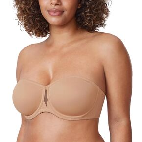 DELIMIRA Women's Underwire Non Padded Seamless Strapless Bra Plus Size