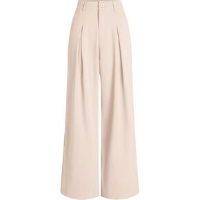 BTFBM Women High Waist Casual Wide Leg Long Palazzo Pants Button Down Loose Business Work Office Trousers with Pockets