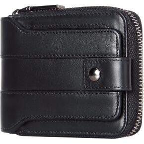 محفظة بسحاب للرجال، سحاب من الجلد الطبيعي حول المحفظة RFID تحجب نافذة الهوية ثنائية الطي، محفظة بسحاب مع جيب للعملات المعدنية in Kuwait