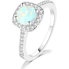 18K White Gold Plated Cubic Zirconia Promise Halo Wedding Engagement Eternity Bridal Ring for Women