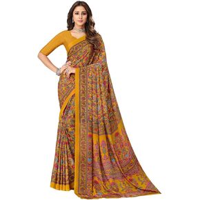 ساري حريمي من SIRIL مطبوع عليه زهور من الكريب الحريري مع قطعة بلوزة غير مخيطة in Kuwait