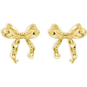 Badu Christmas Gold/Silver Bow Earrings For Women Ribbon Dainty Cute Stud Earrings Gift