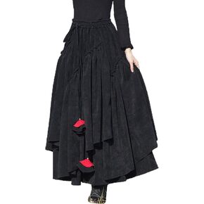 IDEALSANXUN Womens High Waist Aline Corduroy Flared Pleated Long Skirts