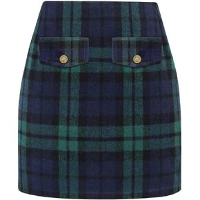IDEALSANXUN Women Plaid Mini Skirts Trendy High Waisted Bodycon Pencil Wool Short Skirts