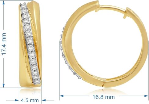 Jewelili 10K Yellow Gold 1/4 Cttw Natural White Round Diamonds Hoop Earrings in Saudi Arabia