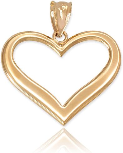 Heart Pendants Polished 10k Yellow Gold Love Charm Open in Saudi Arabia