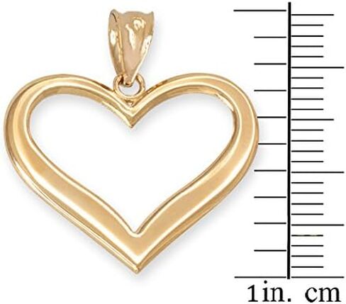 Heart Pendants Polished 10k Yellow Gold Love Charm Open in Saudi Arabia