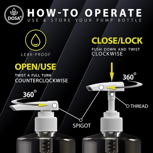 DOSA Pumps for Shampoo and Conditioner Bottles, Suitable for Salon Liter Bottles, 1-Inch Bottle Necks, 33.8 oz, 1 Liter Replacement Pump for Shampoo Bottle in Kuwait