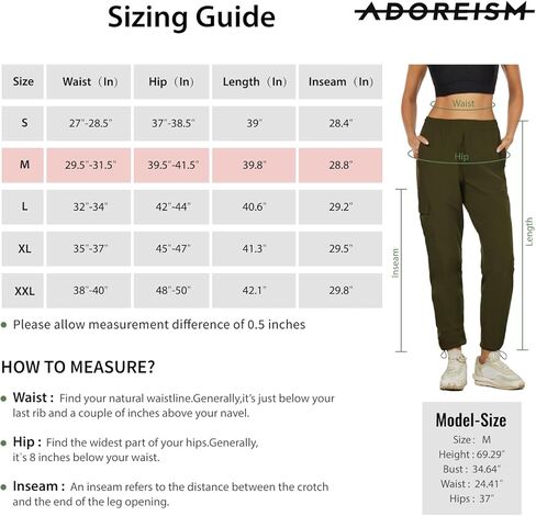 سراويل ADOREISM النسائية للمشي لمسافات طويلة سريعة الجفاف ومقاومة للماء وخفيفة الوزن للنساء مع جيوب متعددة in Kuwait