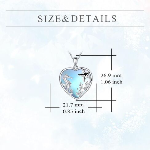 JOERPH Moonstone فرس البحر قلادة 925 فضة نجم البحر فرس البحر قلادة قلادة المحيط مجوهرات بأشكال حيوانات للنساء الفتيات in Kuwait