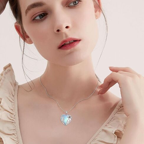 JOERPH Moonstone فرس البحر قلادة 925 فضة نجم البحر فرس البحر قلادة قلادة المحيط مجوهرات بأشكال حيوانات للنساء الفتيات in Kuwait