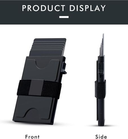 حامل بطاقات محفظة من الألومنيوم من KevBinth مع طبقة حجب RFID | جيب أمامي بسيط مع زر ضغطة واحدة للوصول السريع للبطاقة (ذهبي خالص) in Kuwait