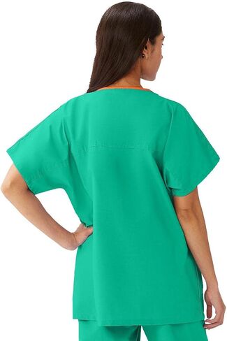 Medline 100%-Cotton Unisex Reversible V-Neck Scrub Top, 2 Pockets, Jade, Size Large in Saudi Arabia